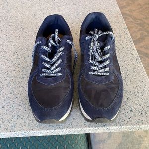 ZARA Suede Navy blue platform tennis shoes